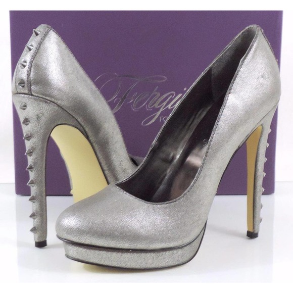 Fergie Nicki Studded Platform Heels Dress Pump Graphite Grey Size 7 - Picture 4 of 8